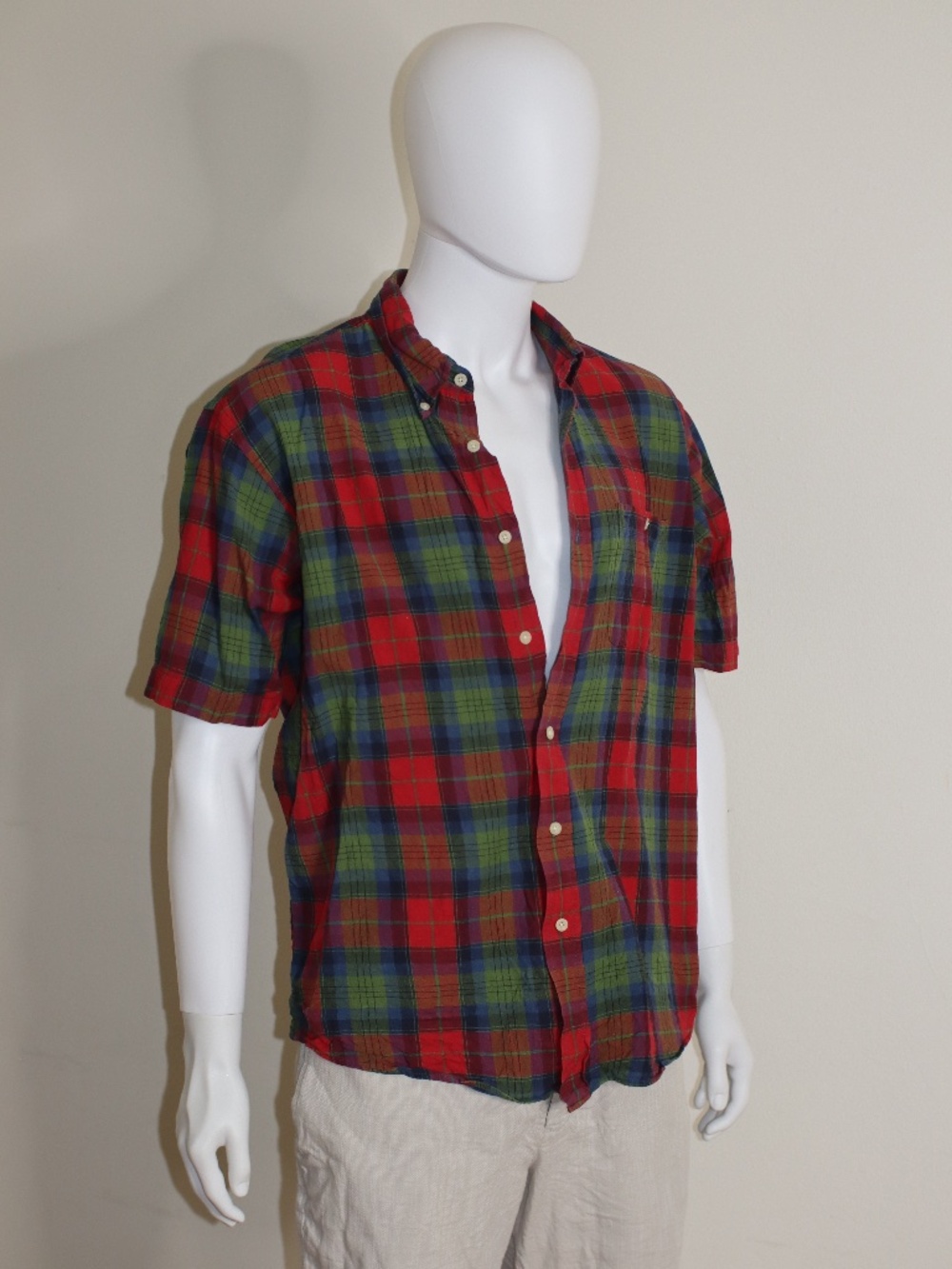 Stylish Ocean Side Plaid Short Sleeves Button Down Shirt
